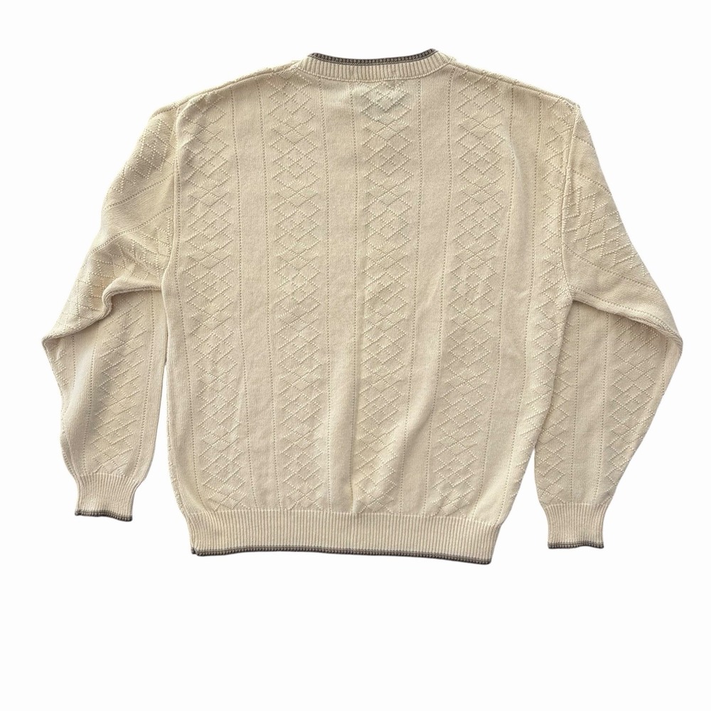 Vintage Pinnacle Golf Sweater SIZE L Embroidered Ivory Textured Crewneck NEW 90s - Picture 3 of 9